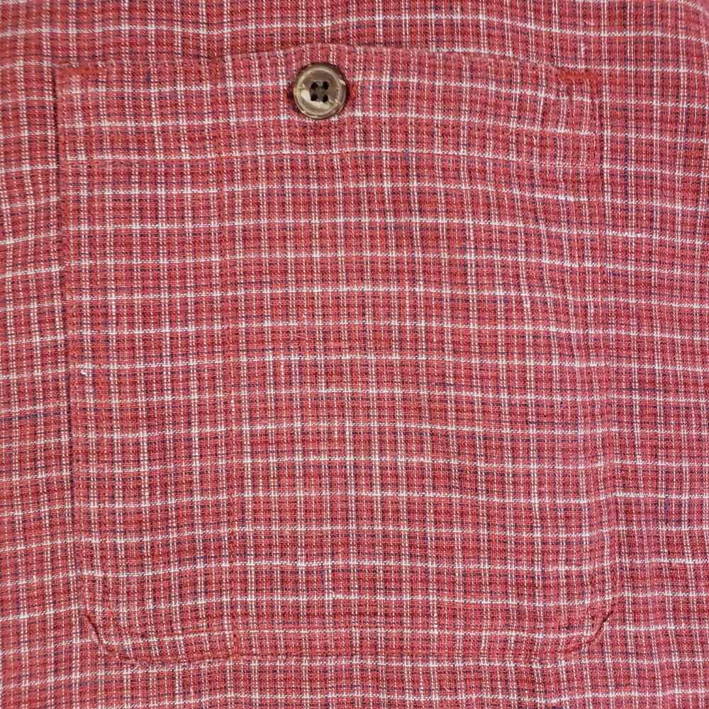 Patagonia Shirt Mens Size Medium Red Plaid Short Sleeve Button Up Hemp - Picture 5 of 12
